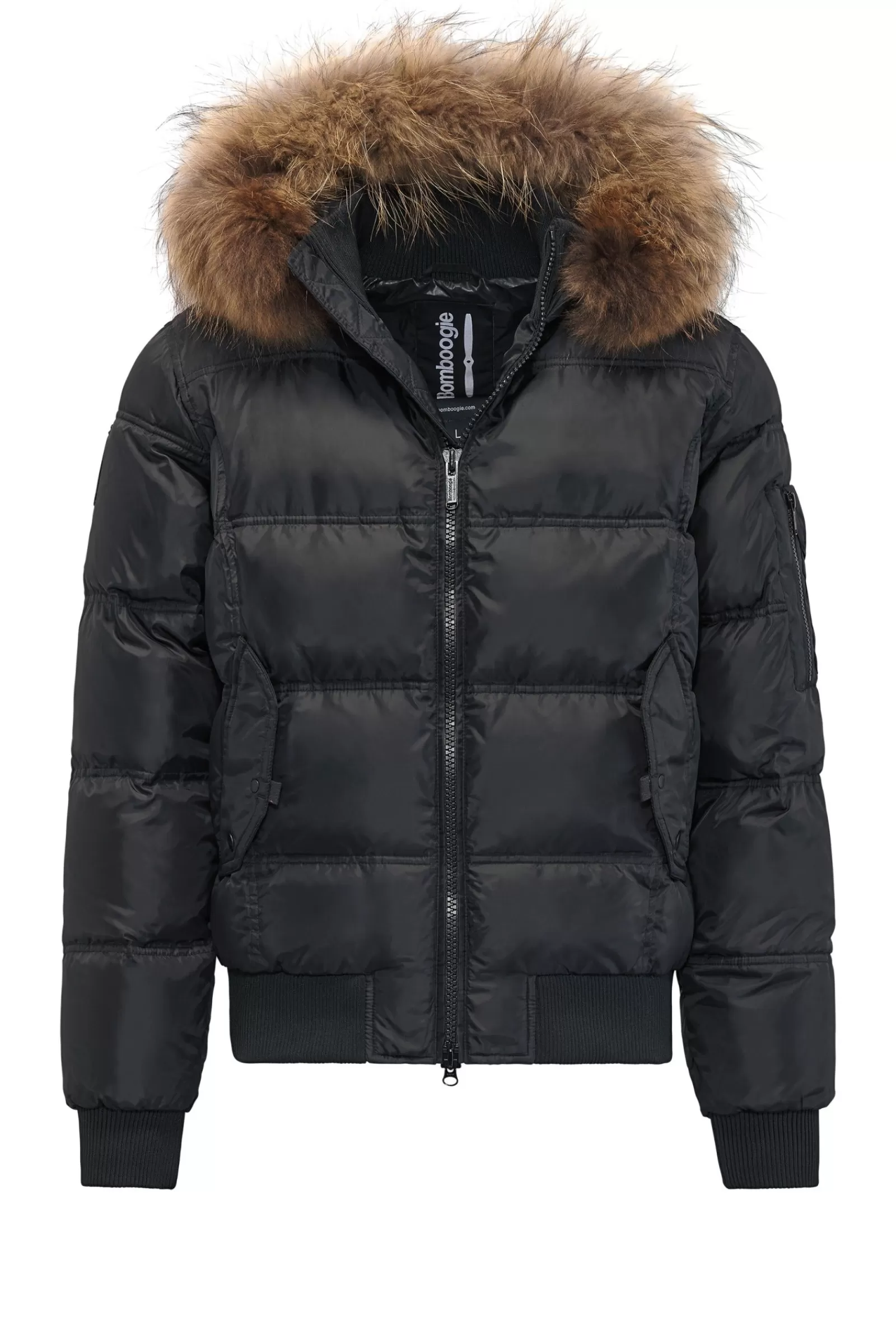 Uomo Bomboogie Bomber>Bomber Imbottito In Piuma Con Bordo In Pelliccia Folta