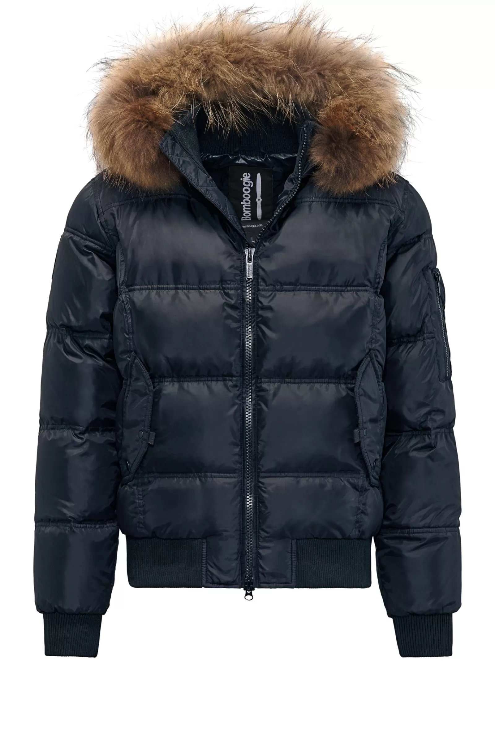 Uomo Bomboogie Bomber>Bomber Imbottito In Piuma Con Bordo In Pelliccia Folta