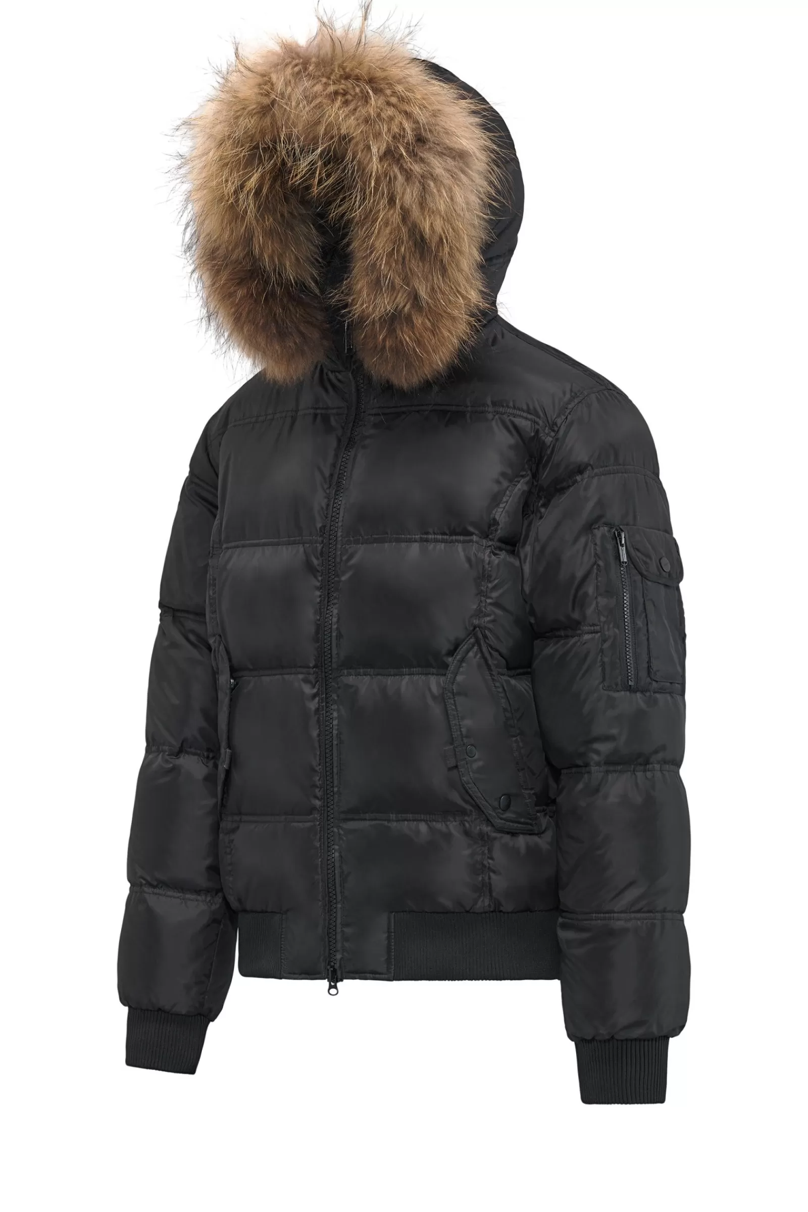 Uomo Bomboogie Bomber>Bomber Imbottito In Piuma Con Bordo In Pelliccia Folta