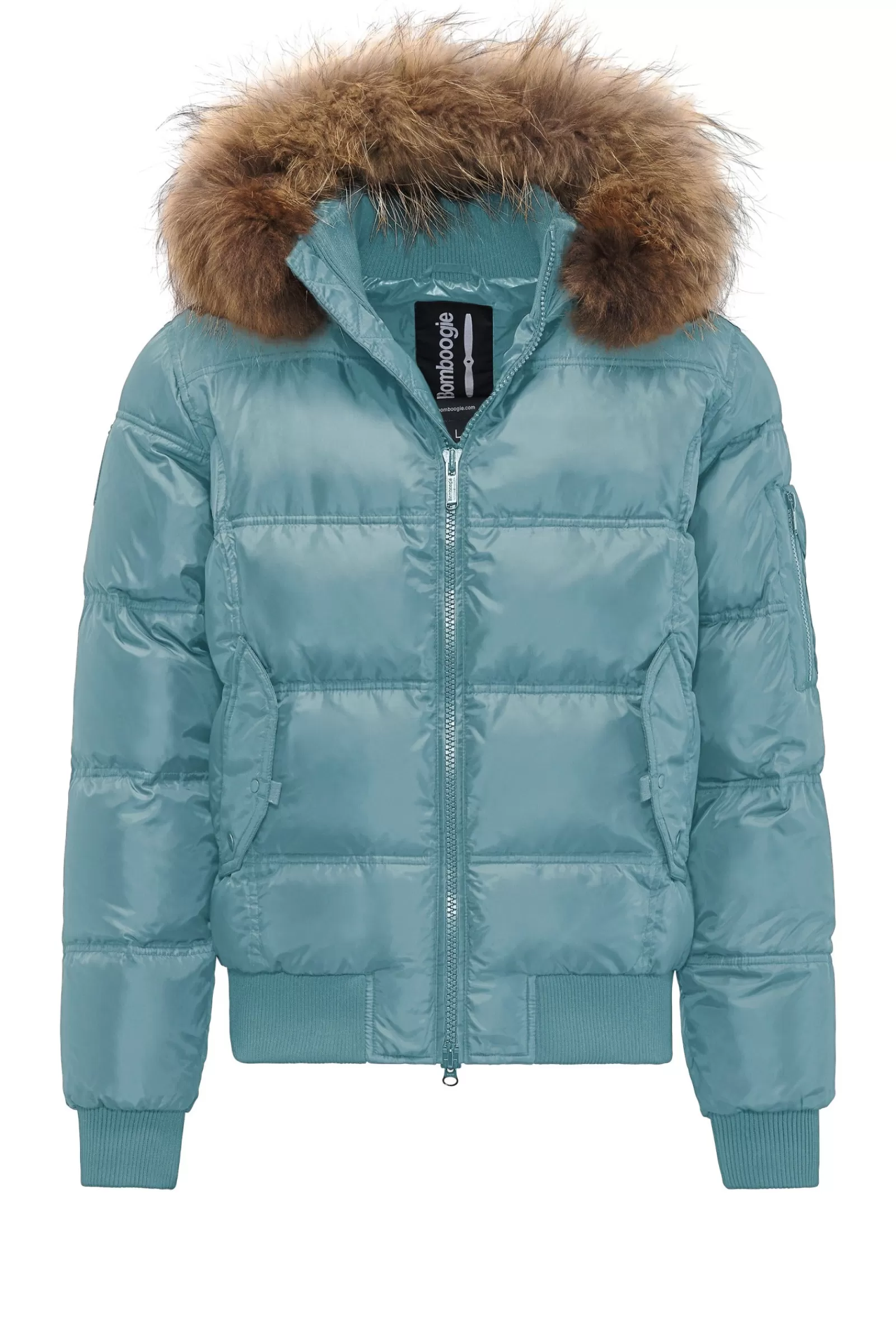 Uomo Bomboogie Bomber>Bomber Imbottito In Piuma Con Bordo In Pelliccia Folta