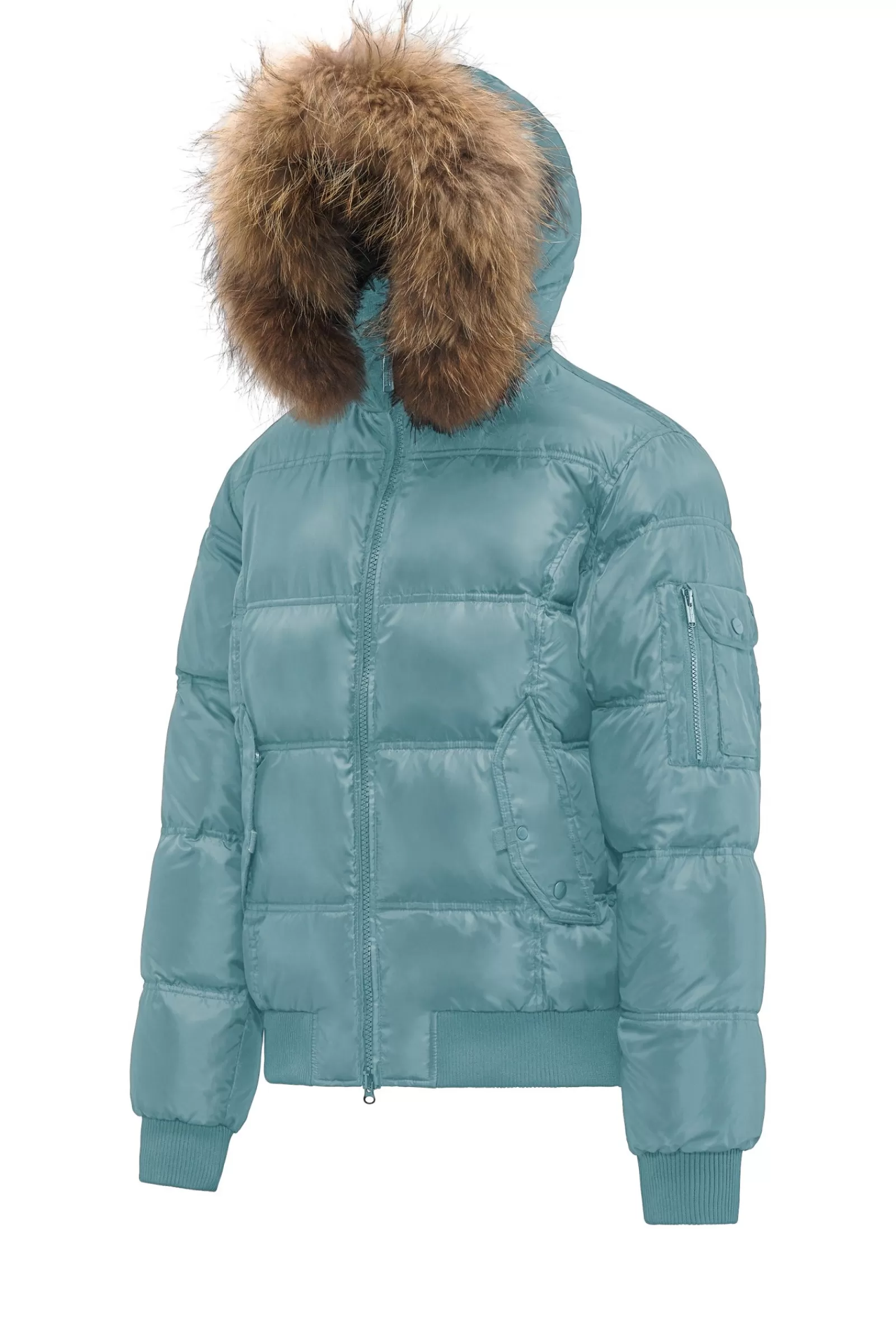 Uomo Bomboogie Bomber>Bomber Imbottito In Piuma Con Bordo In Pelliccia Folta