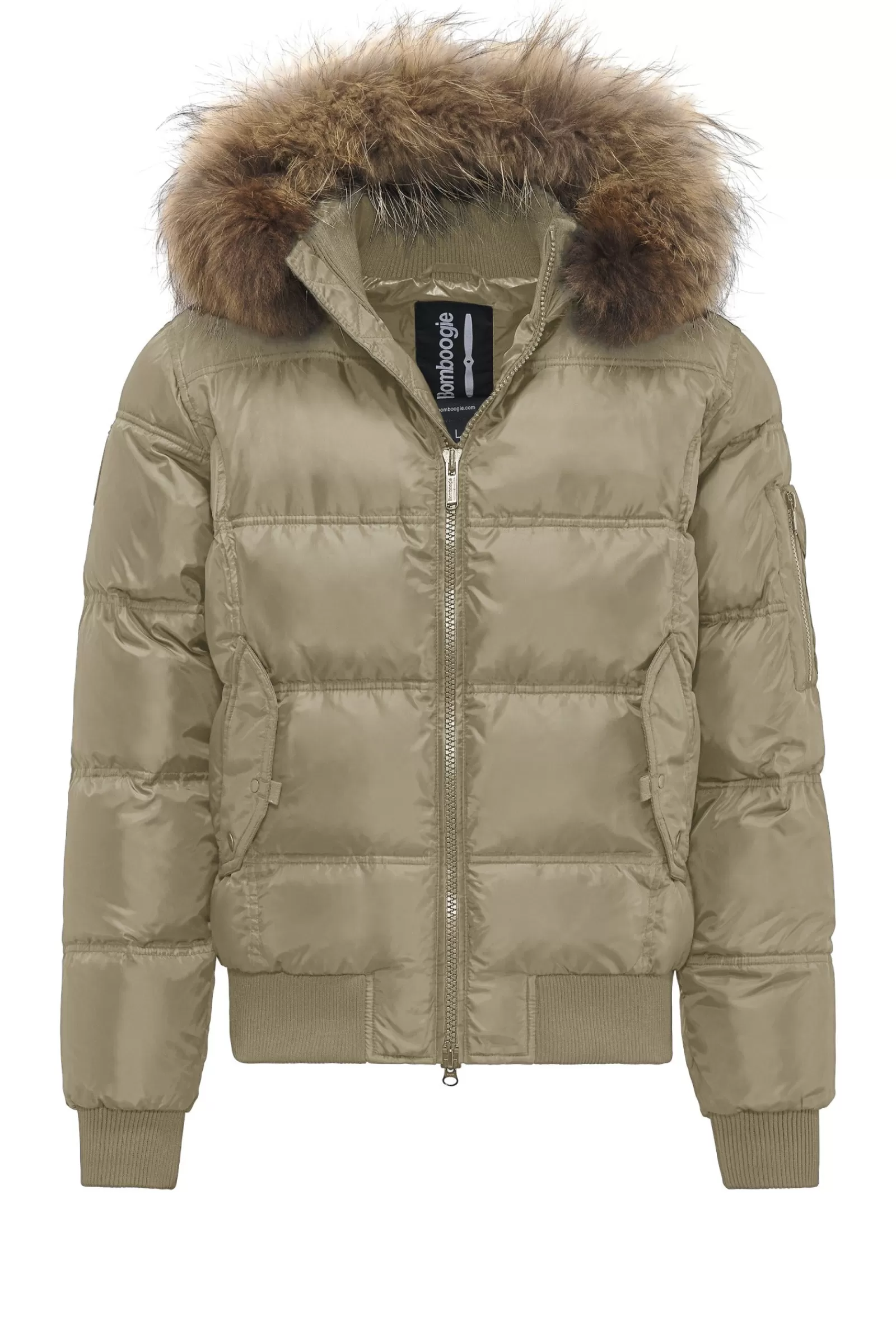 Uomo Bomboogie Bomber>Bomber Imbottito In Piuma Con Bordo In Pelliccia Sintetica
