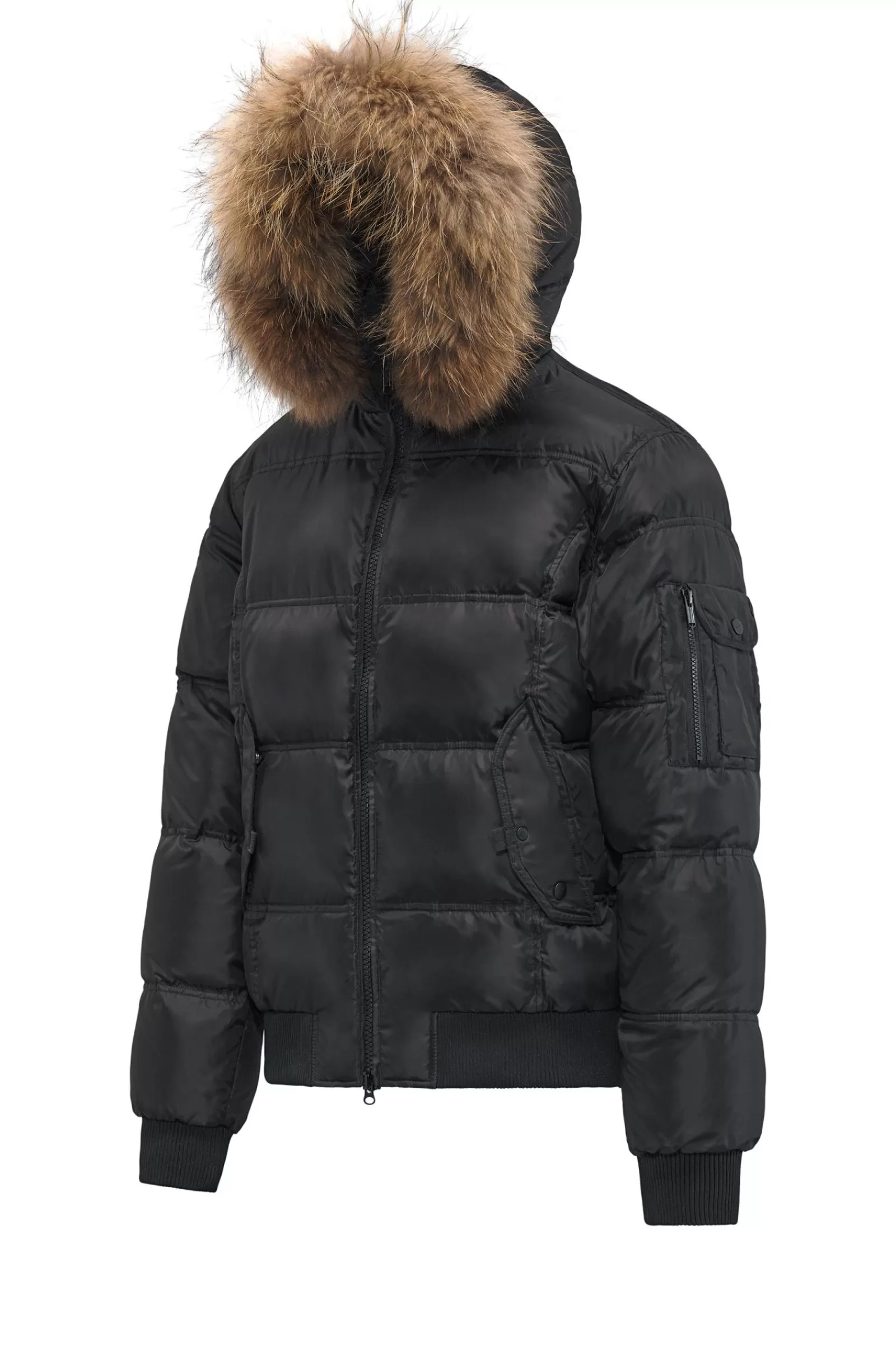Uomo Bomboogie Bomber>Bomber Imbottito In Piuma Con Bordo In Pelliccia Sintetica