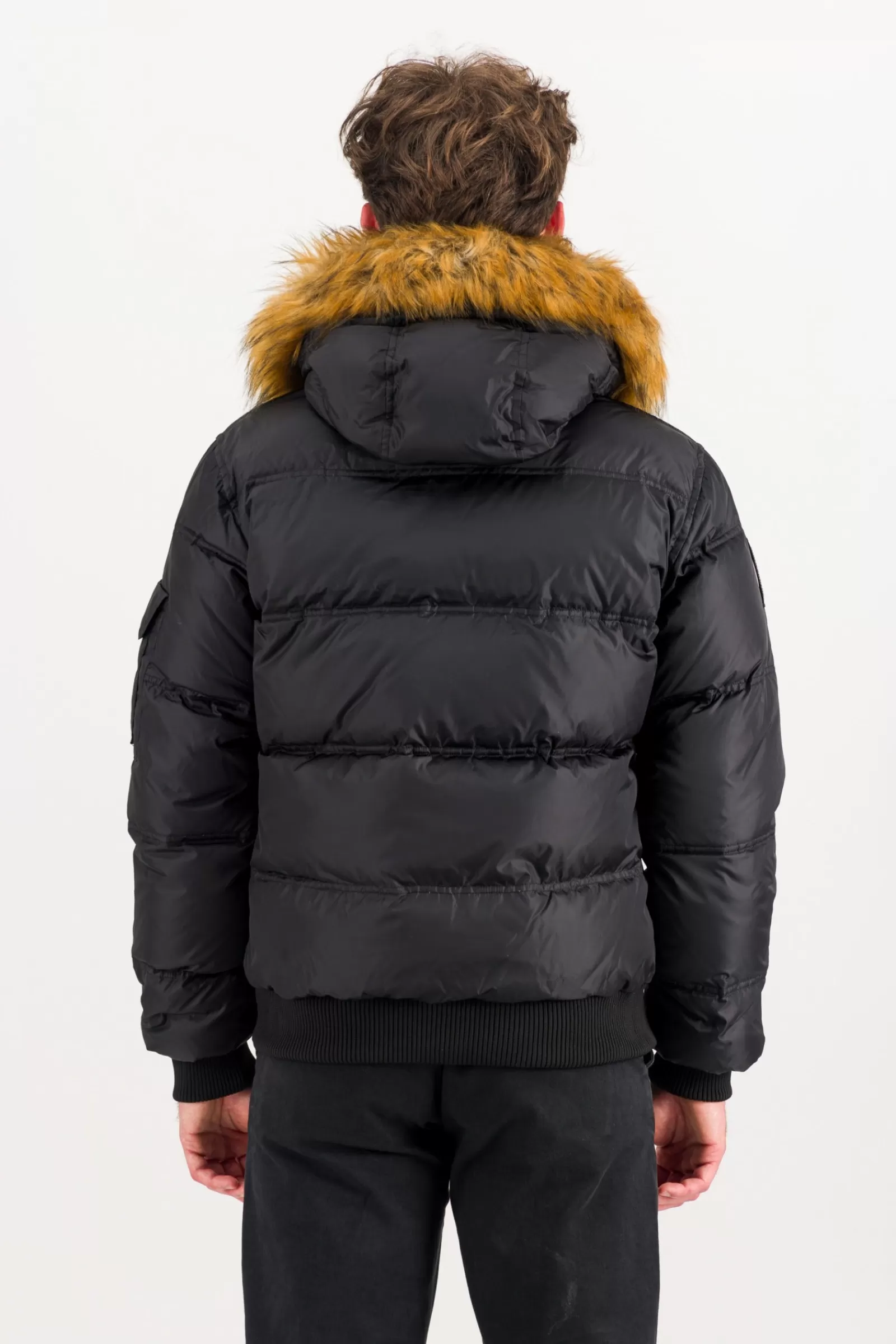 Uomo Bomboogie Bomber>Bomber Imbottito In Piuma Con Bordo In Pelliccia Sintetica