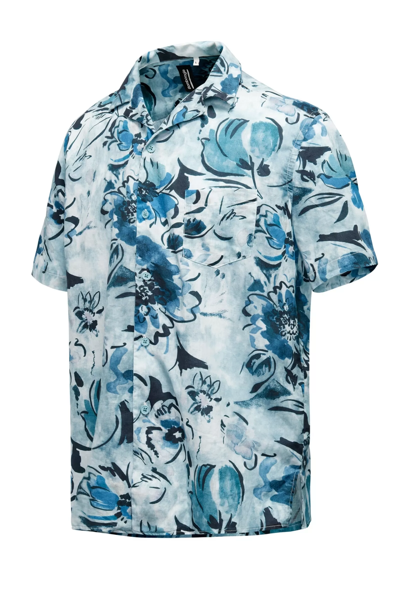 Uomo Bomboogie Camicie>Camicia A Manica Corta Stampata In Lino/Cotone