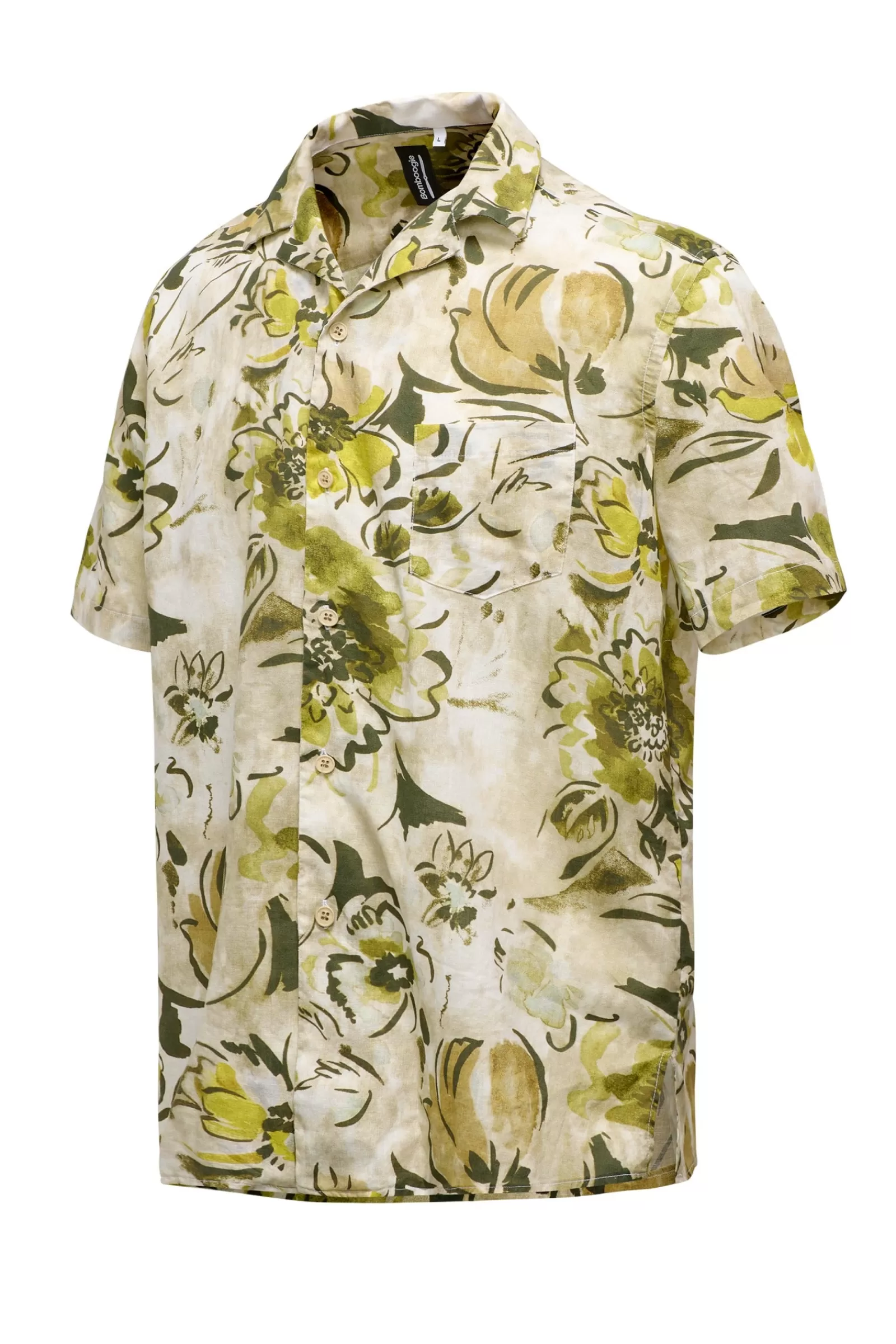 Uomo Bomboogie Camicie>Camicia A Manica Corta Stampata In Lino/Cotone