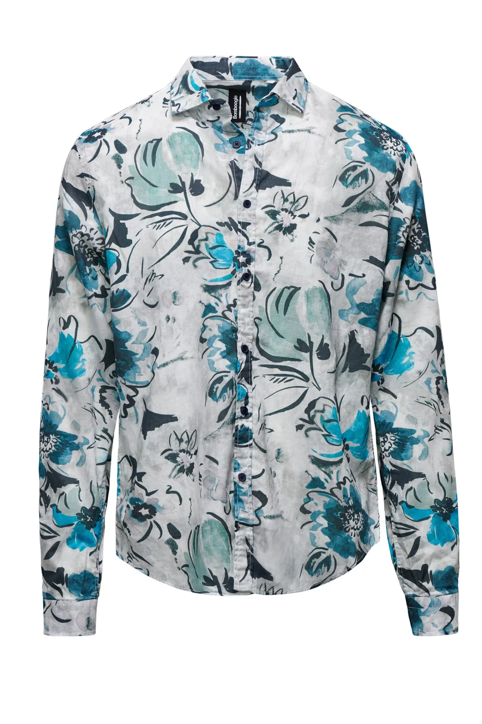 Uomo Bomboogie Camicie>Camicia A Manica Lunga Stampata In Lino/Cotone