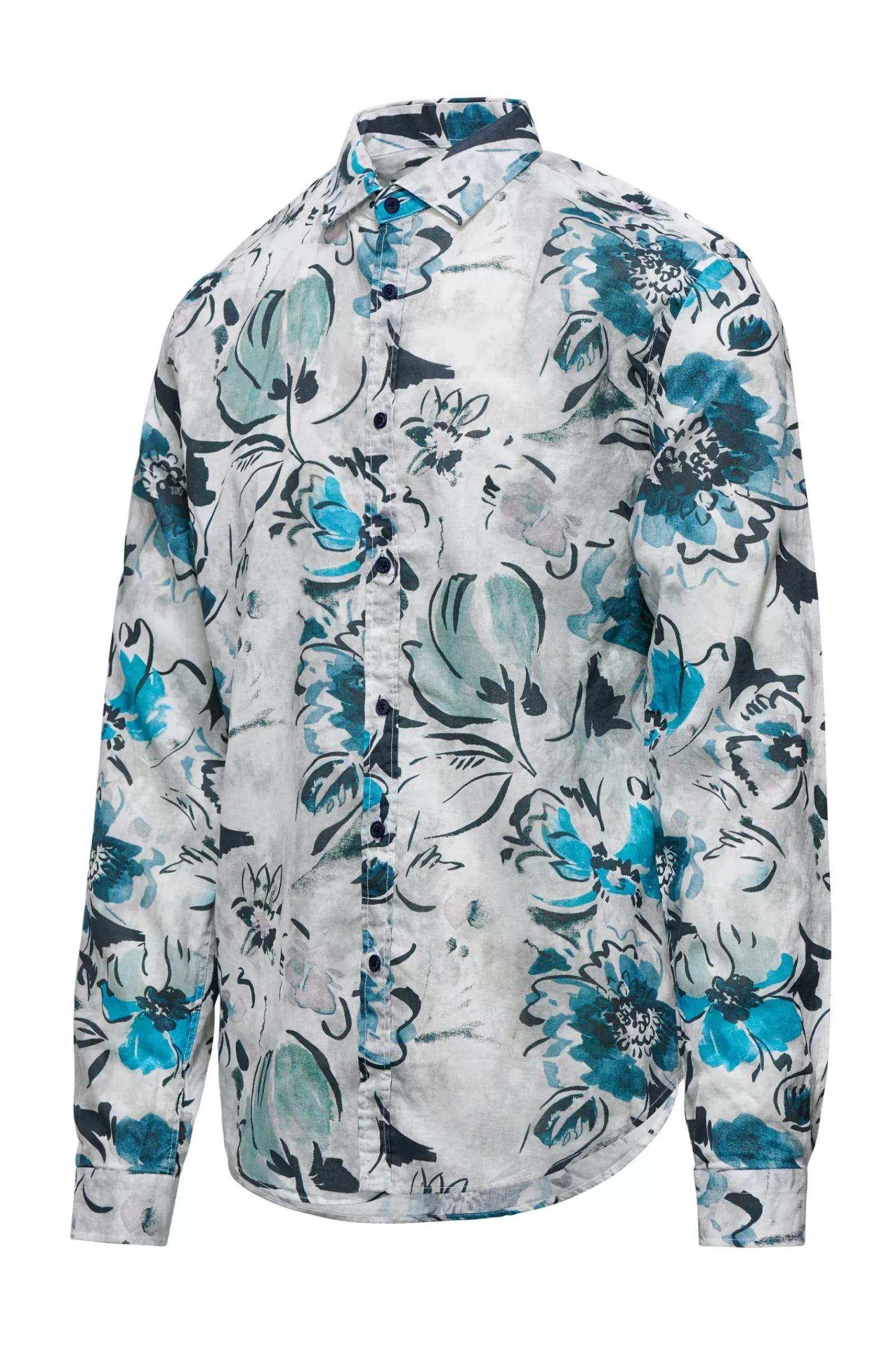 Uomo Bomboogie Camicie>Camicia A Manica Lunga Stampata In Lino/Cotone