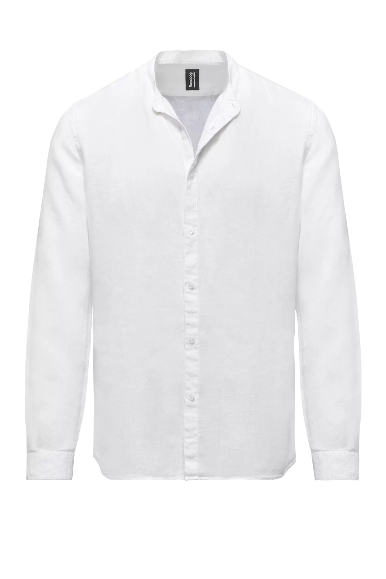 Uomo Bomboogie Camicie>Camicia In Lino Con Collo Alla Coreana