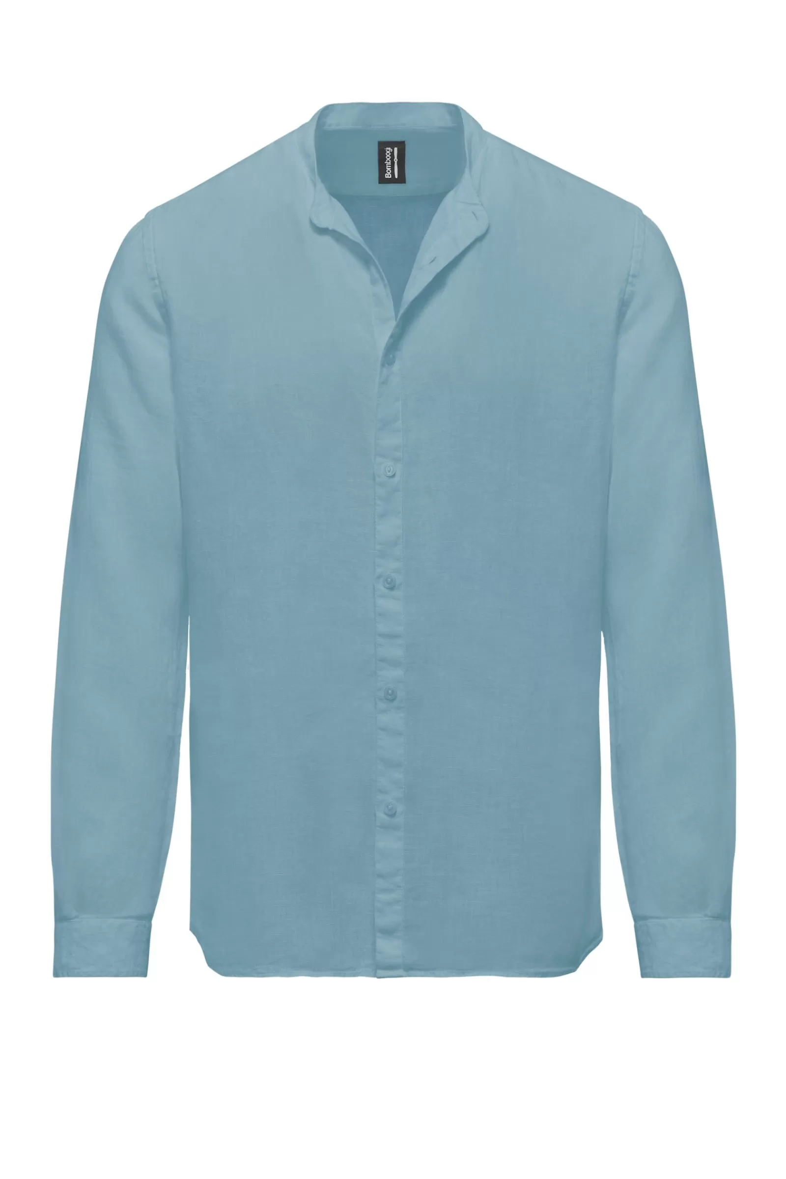Uomo Bomboogie Camicie>Camicia In Lino Con Collo Alla Coreana