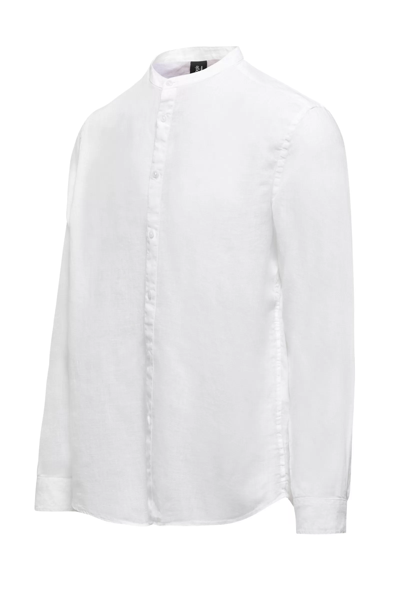 Uomo Bomboogie Camicie>Camicia In Lino Con Collo Alla Coreana