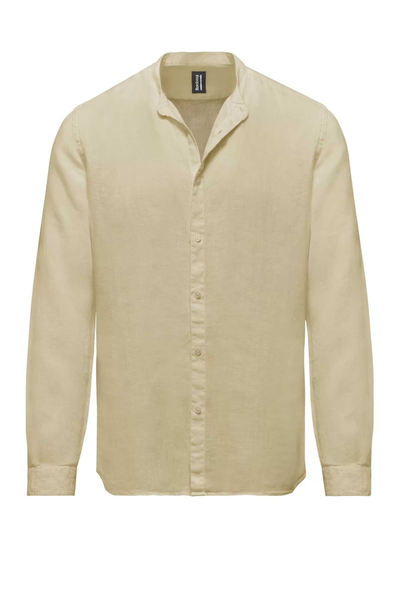Uomo Bomboogie Camicie>Camicia In Lino Con Collo Alla Coreana
