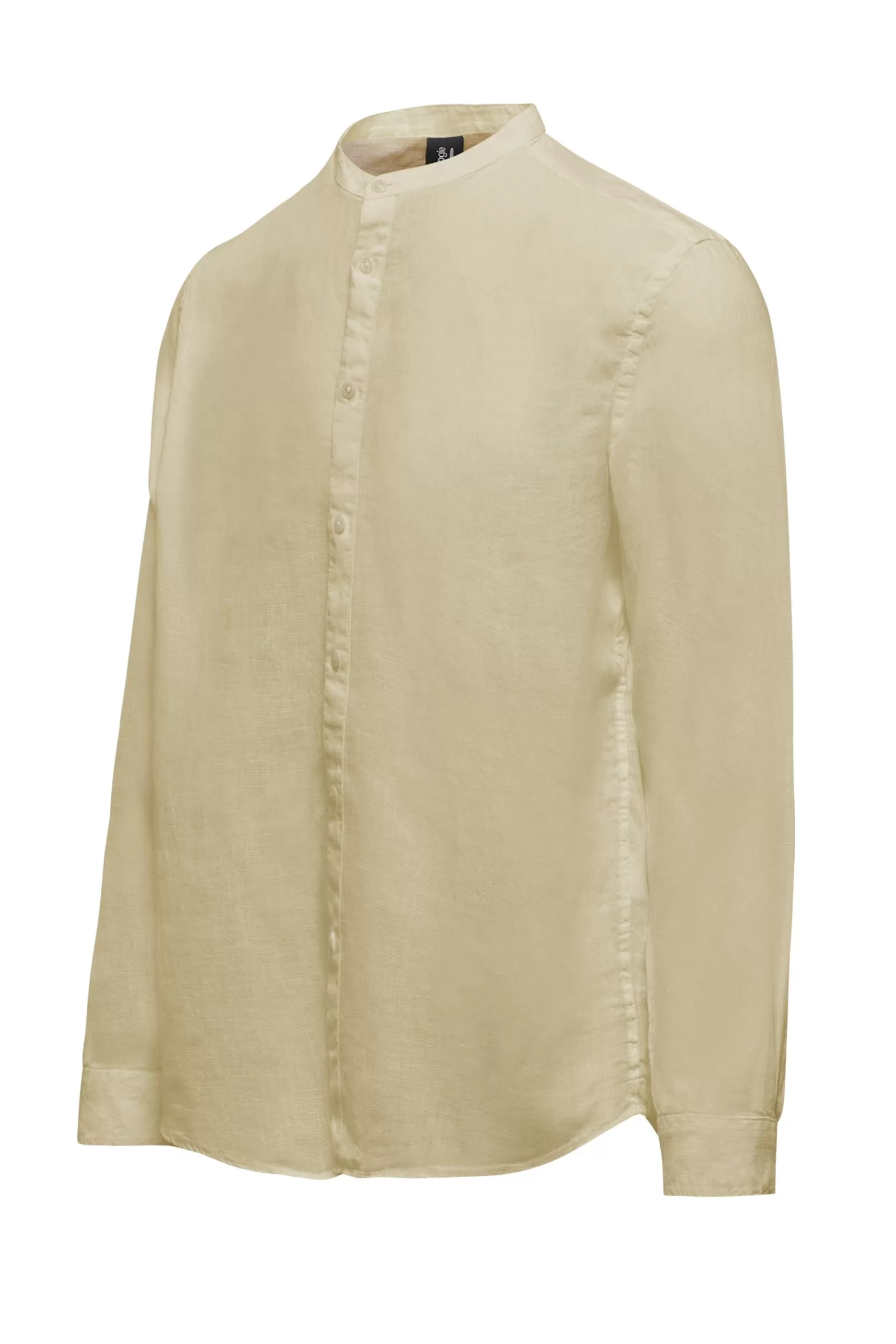 Uomo Bomboogie Camicie>Camicia In Lino Con Collo Alla Coreana