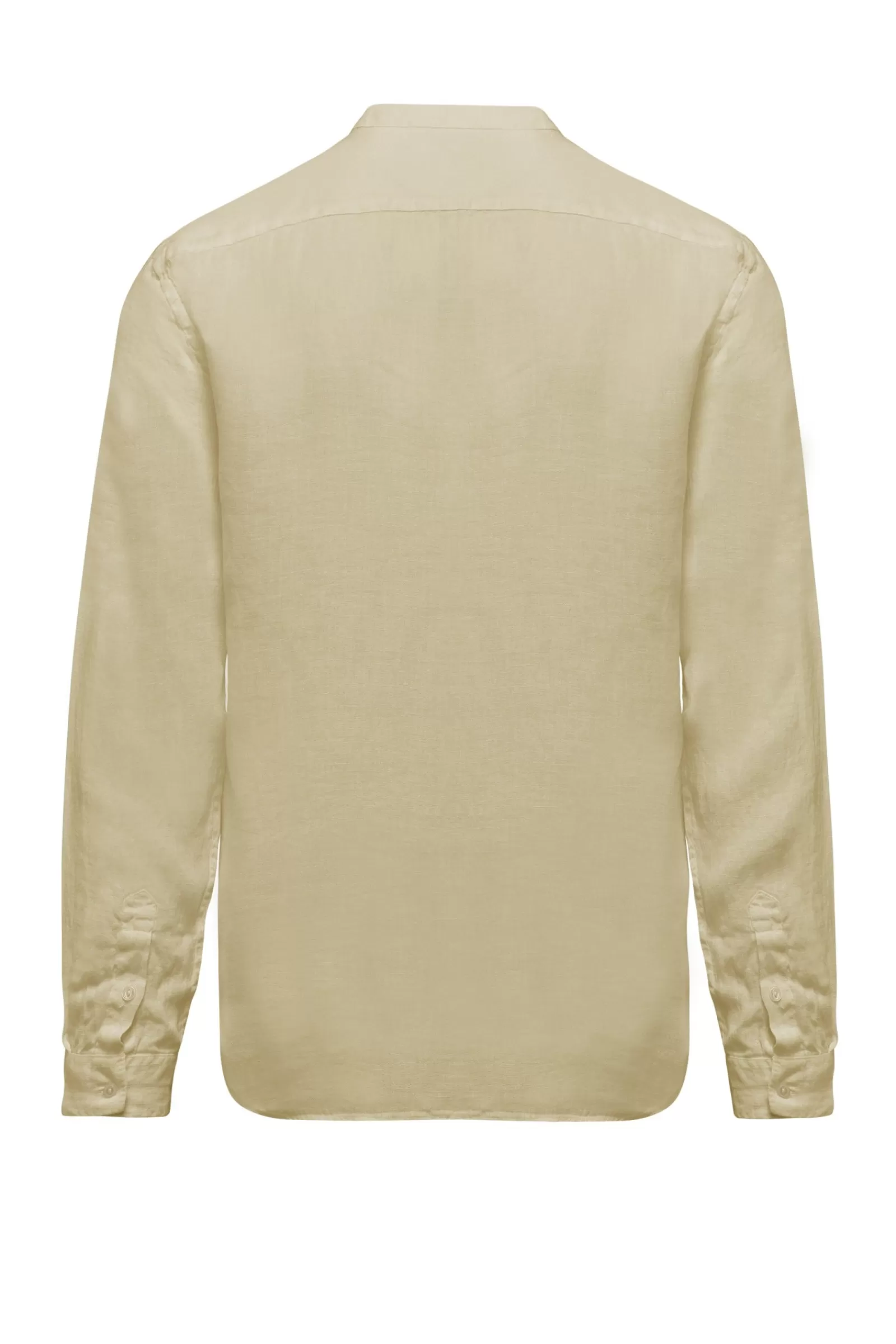 Uomo Bomboogie Camicie>Camicia In Lino Con Collo Alla Coreana