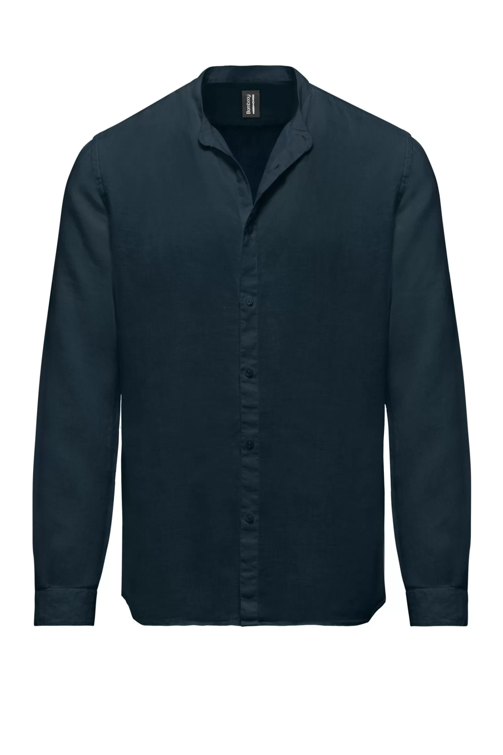 Uomo Bomboogie Camicie>Camicia In Lino Con Collo Alla Coreana