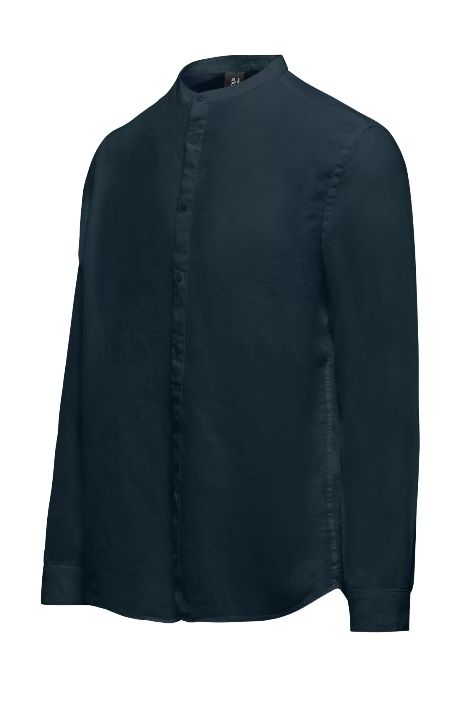 Uomo Bomboogie Camicie>Camicia In Lino Con Collo Alla Coreana