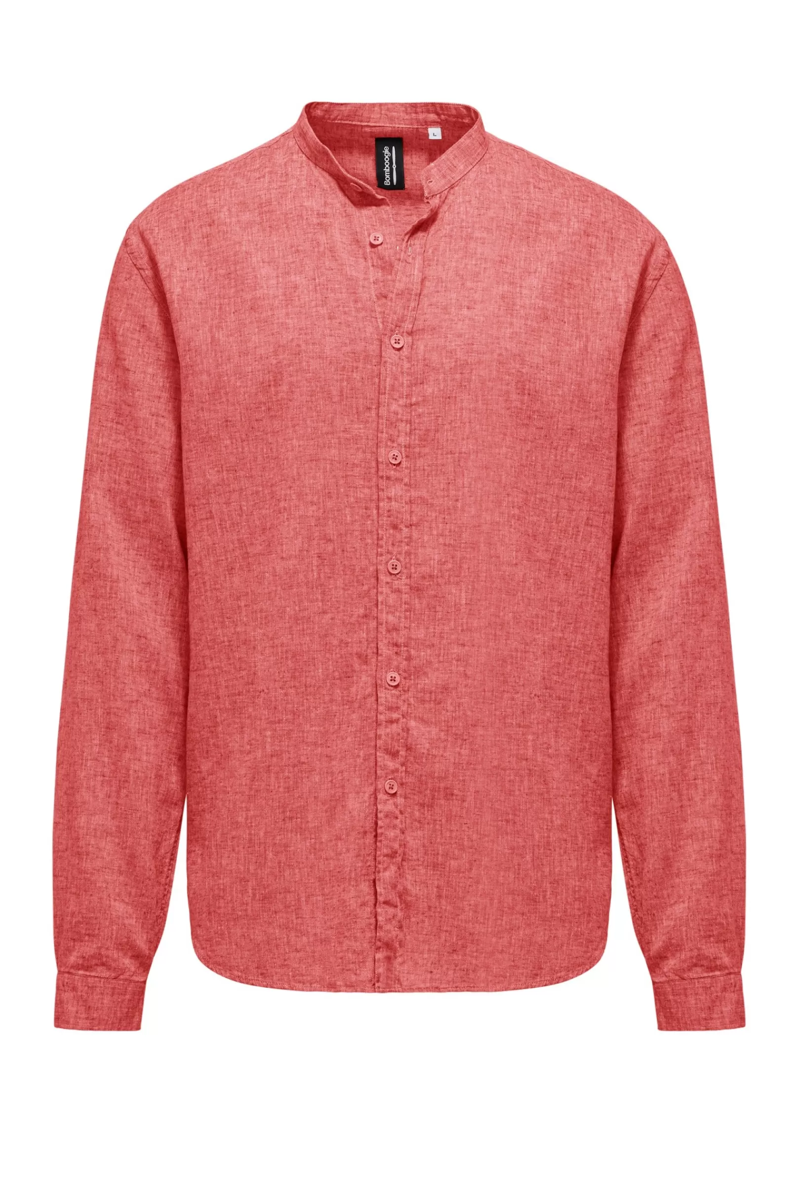 Uomo Bomboogie Camicie>Camicia In Lino/Cotone Con Collo Alla Coreana