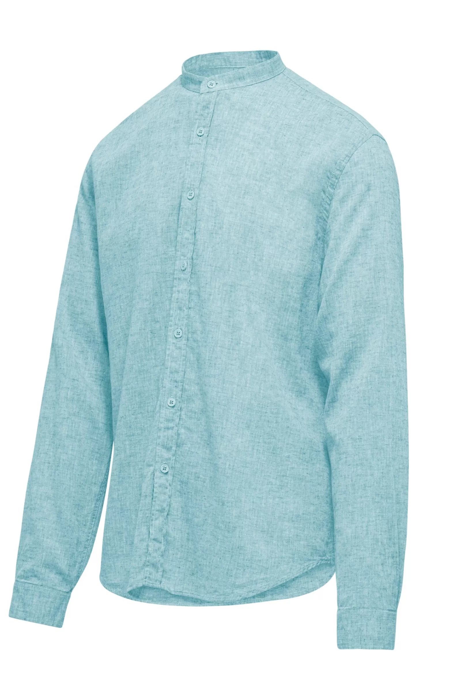 Uomo Bomboogie Camicie>Camicia In Lino/Cotone Con Collo Alla Coreana