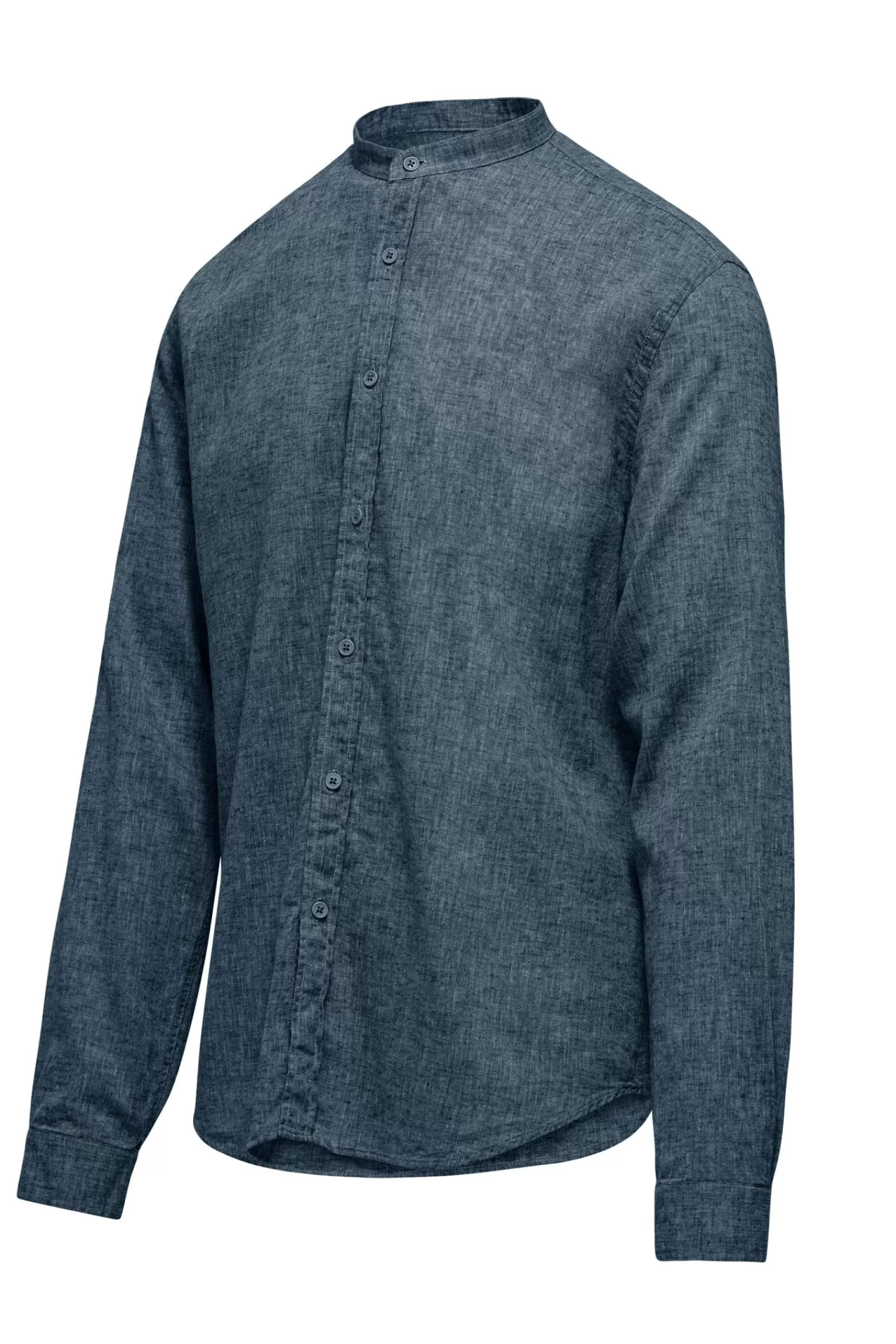 Uomo Bomboogie Camicie>Camicia In Lino/Cotone Con Collo Alla Coreana