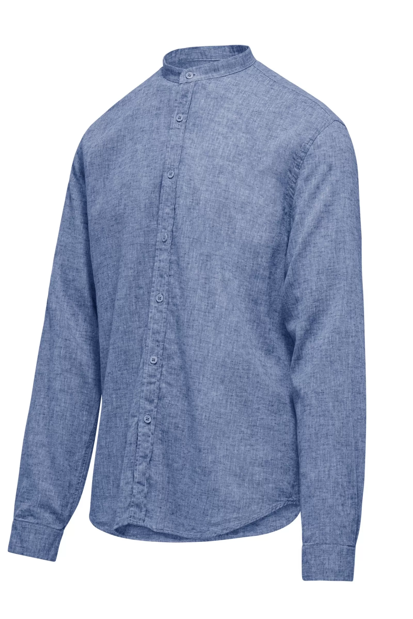 Uomo Bomboogie Camicie>Camicia In Lino/Cotone Con Collo Alla Coreana