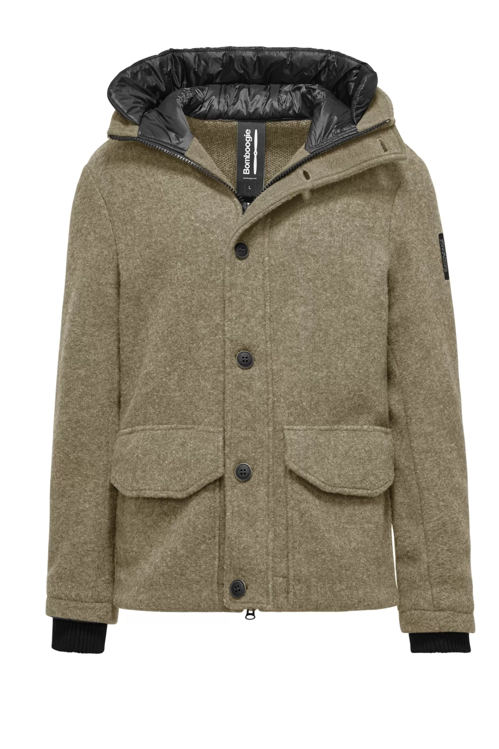 Uomo Bomboogie Parka>Parka Corto In Lana Cotta Con Cappuccio