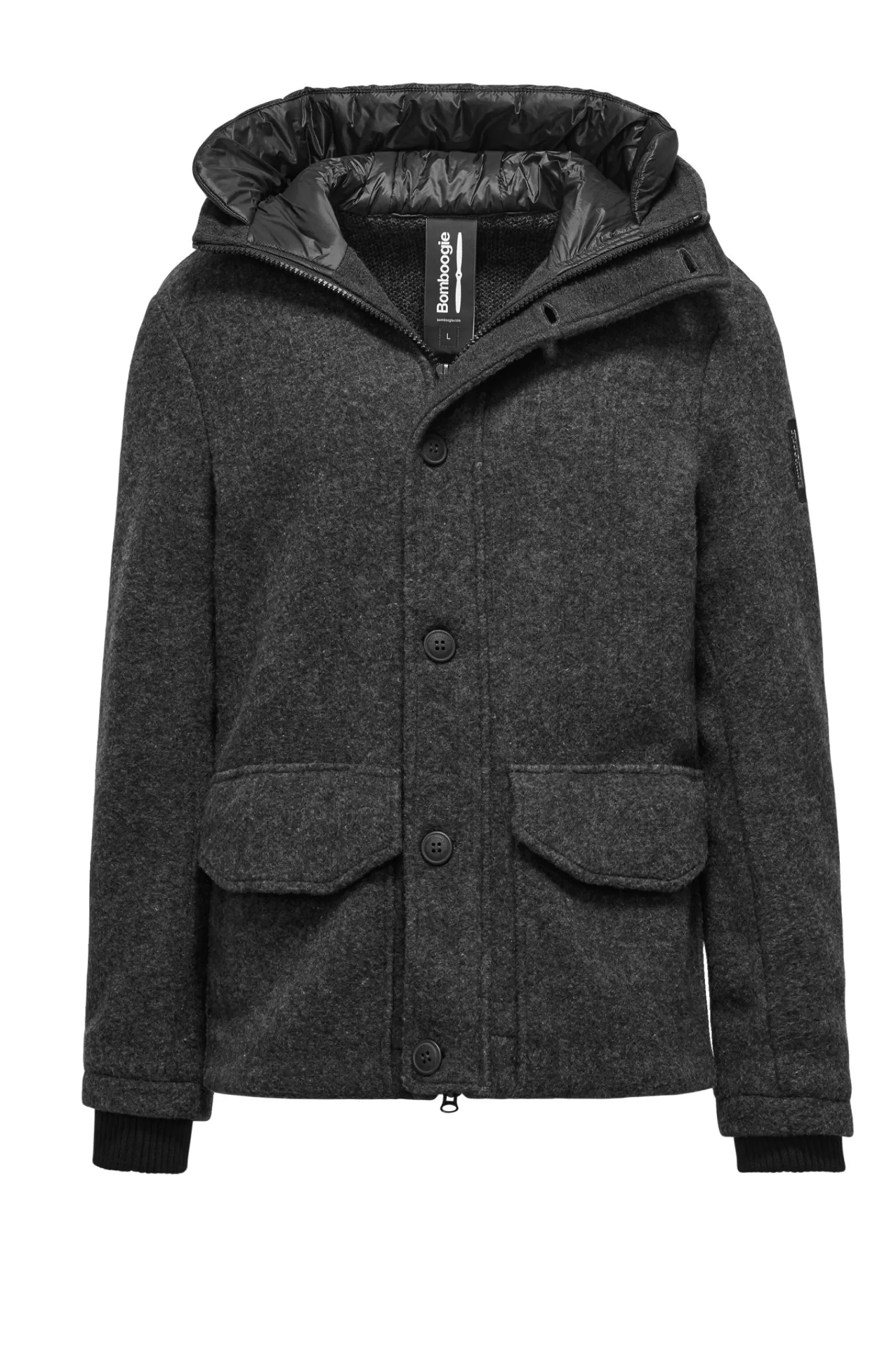 Uomo Bomboogie Parka>Parka Corto In Lana Cotta Con Cappuccio