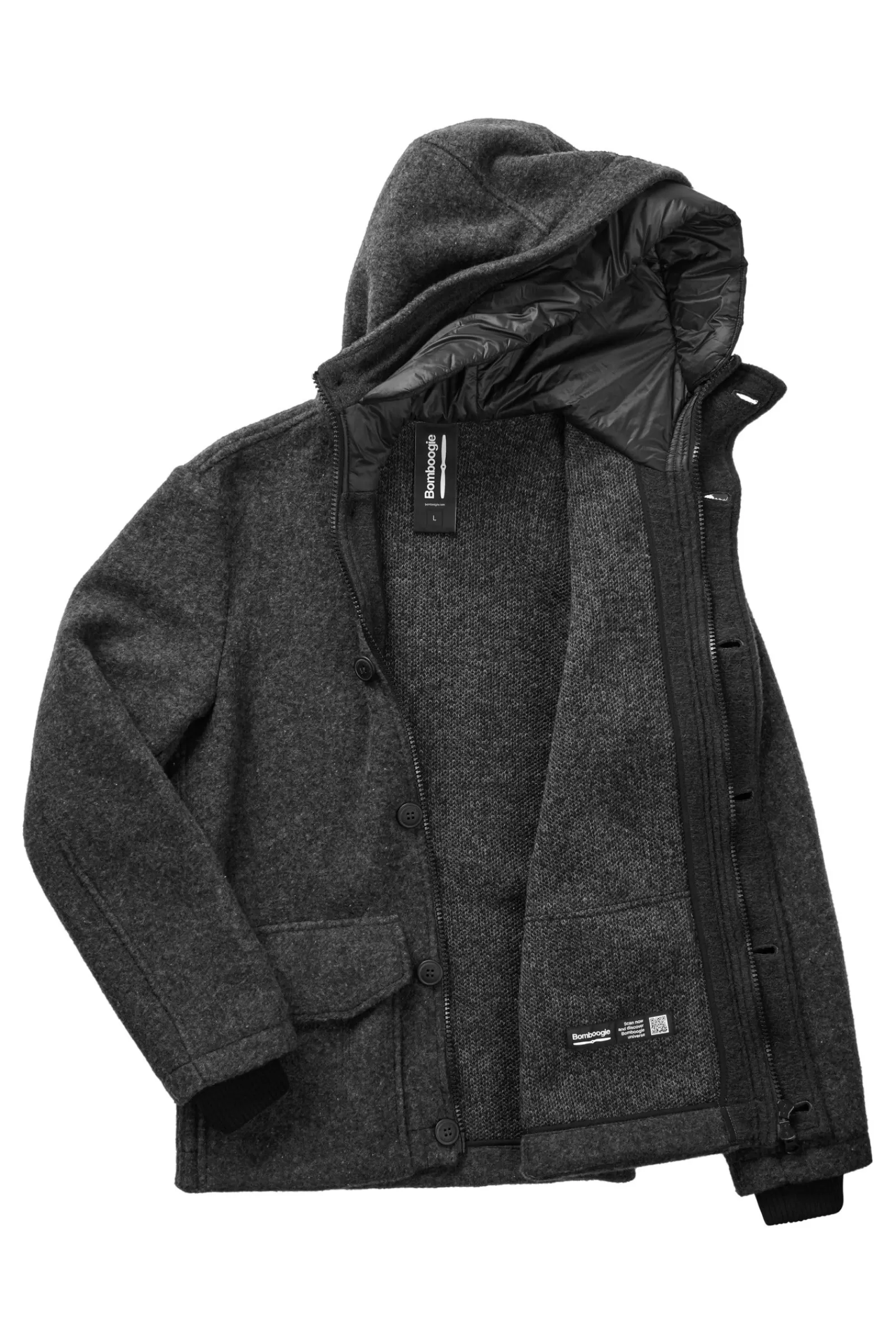 Uomo Bomboogie Parka>Parka Corto In Lana Cotta Con Cappuccio