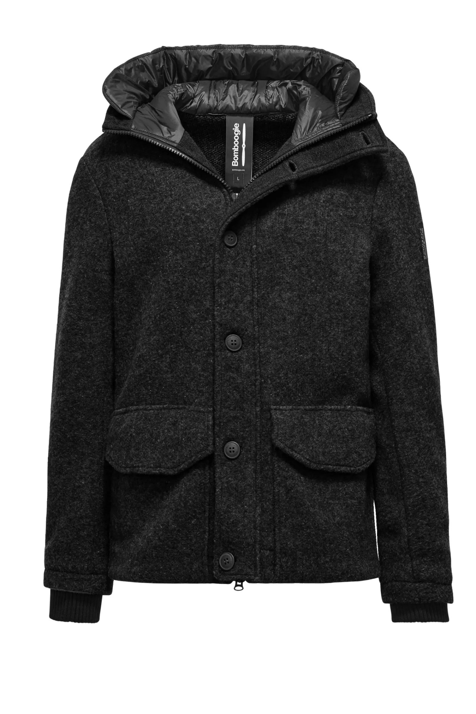 Uomo Bomboogie Parka>Parka Corto In Lana Cotta Con Cappuccio