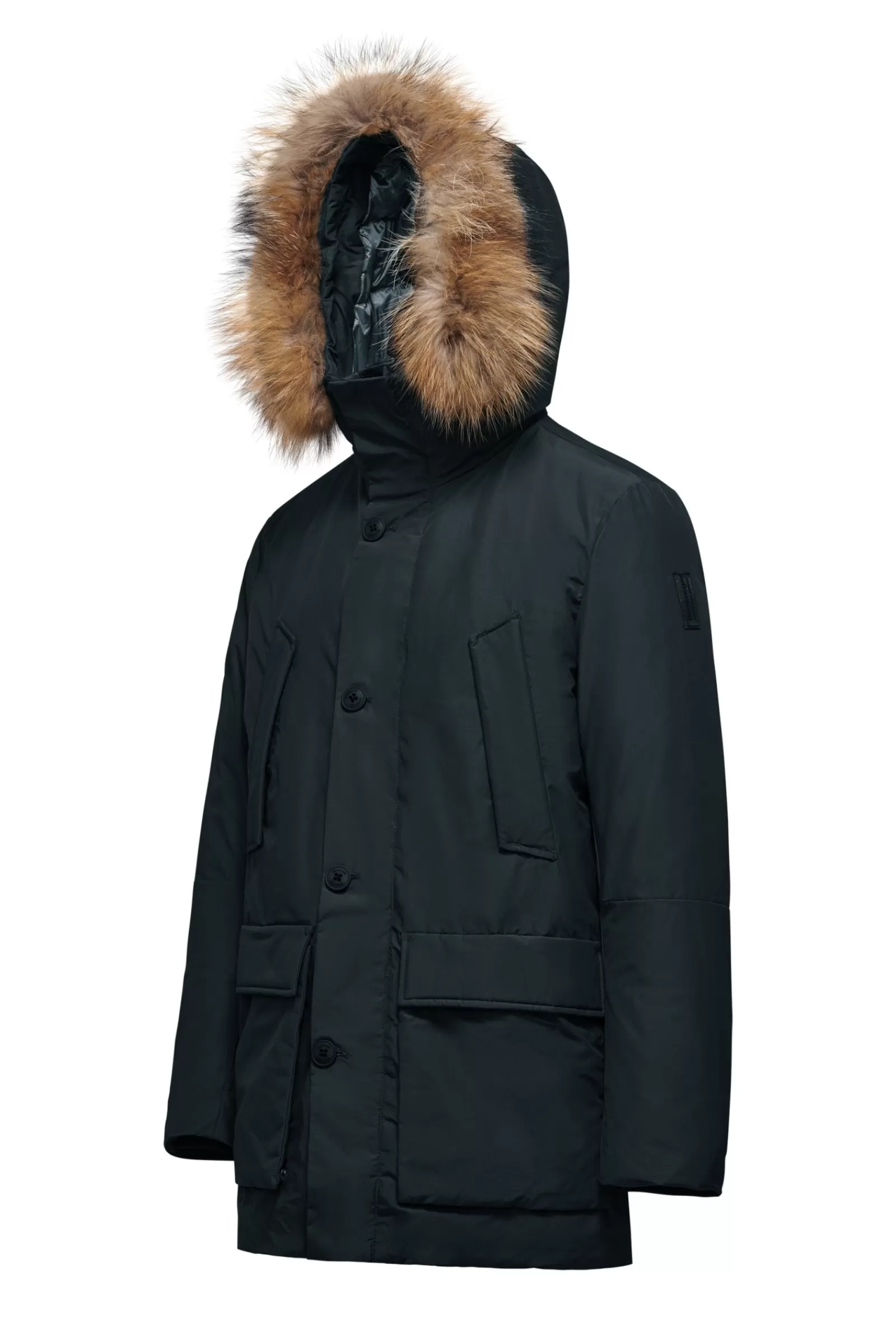 Uomo Bomboogie Parka>Parka Imbottitura Riciclata Con Bordo Cappuccio In Vera Pelliccia