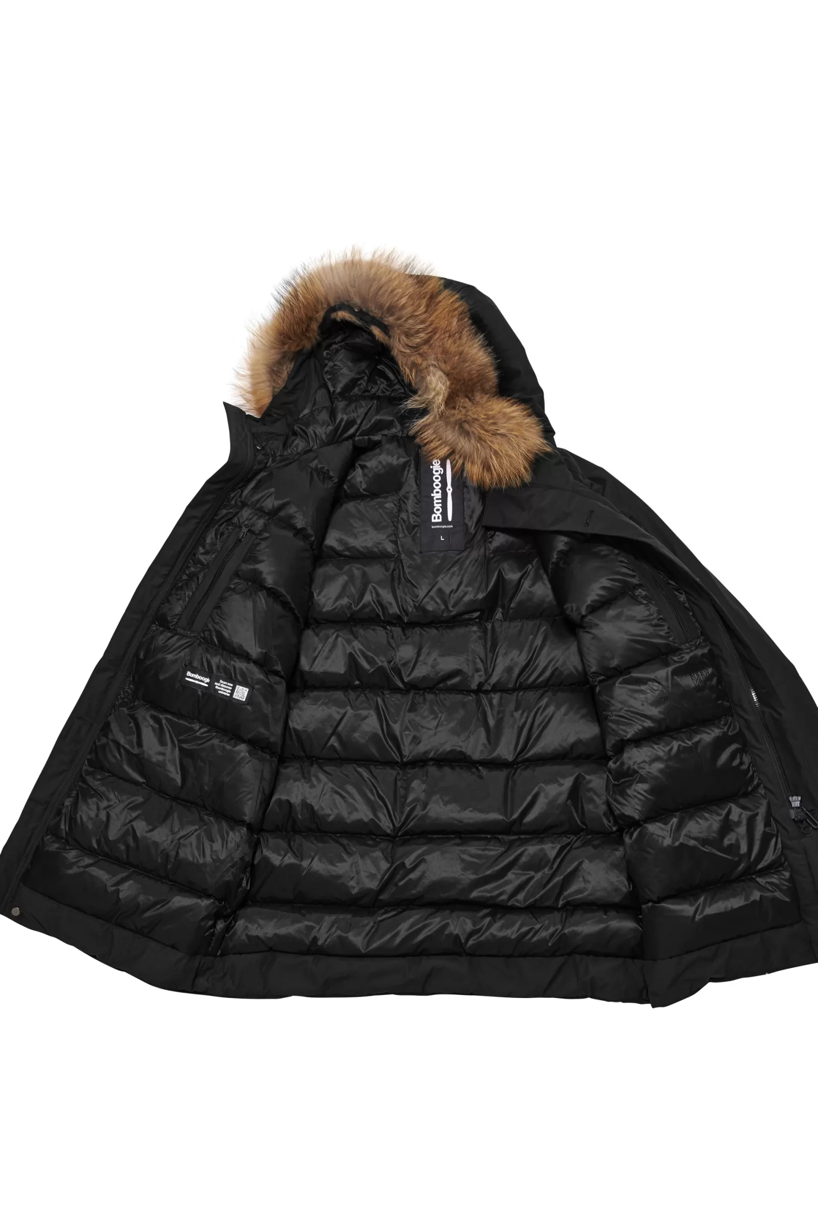 Uomo Bomboogie Parka>Parka Imbottitura Riciclata Con Bordo Cappuccio In Vera Pelliccia