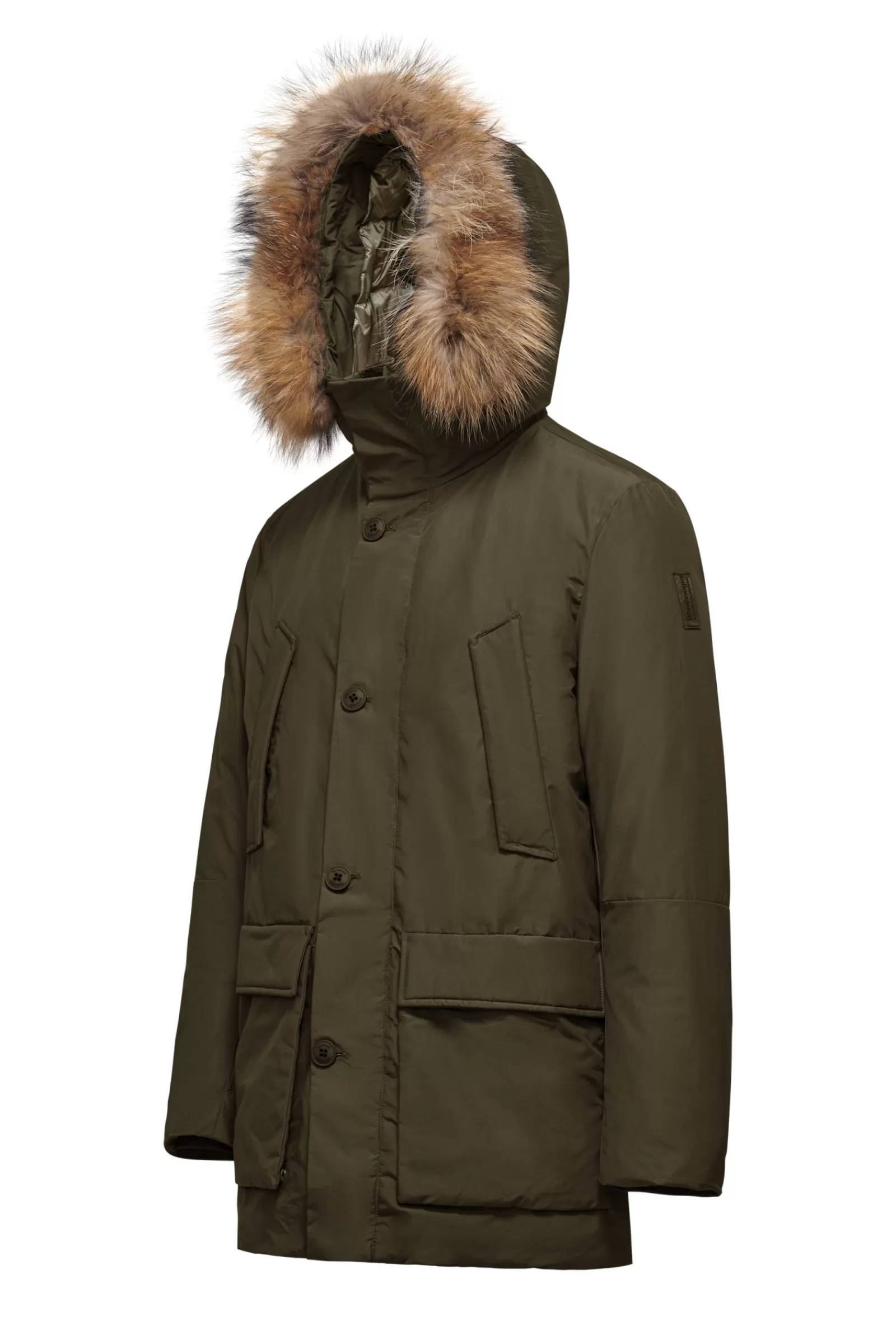 Uomo Bomboogie Parka>Parka Imbottitura Riciclata Con Bordo Cappuccio In Vera Pelliccia