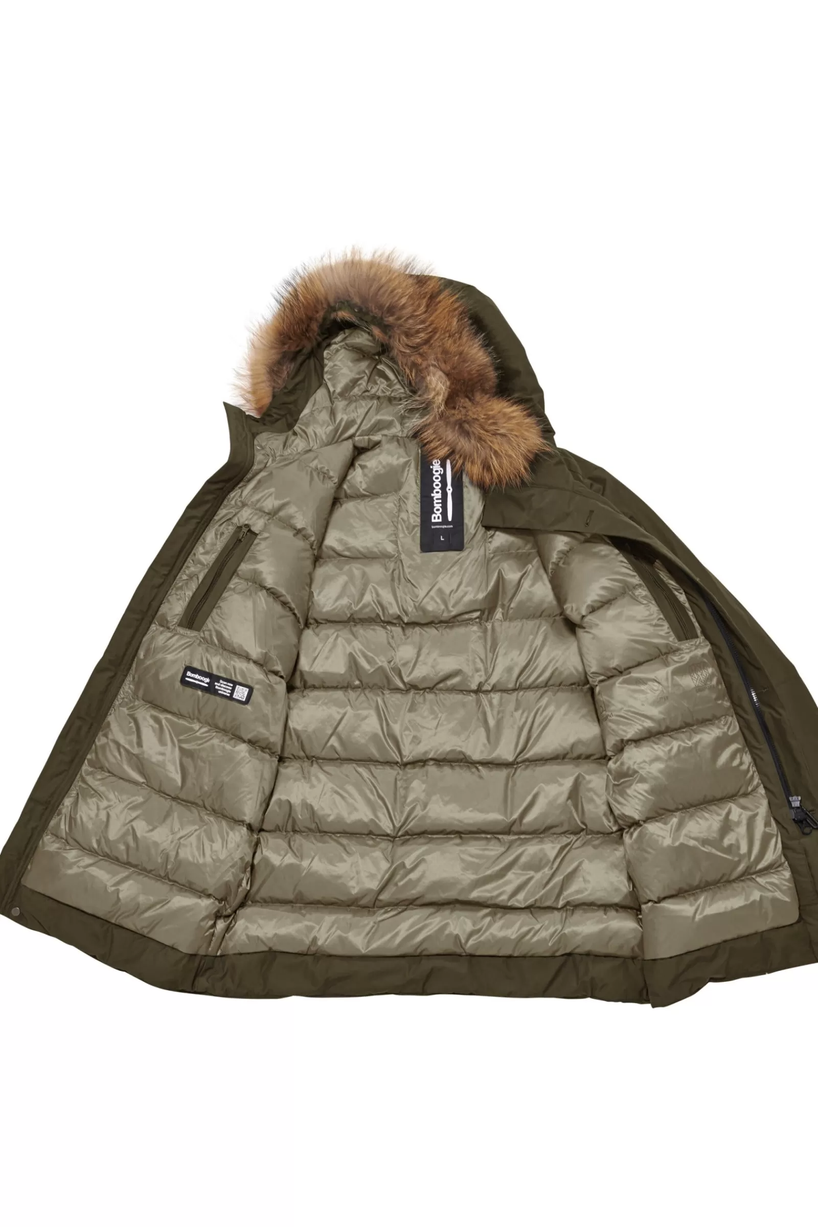 Uomo Bomboogie Parka>Parka Imbottitura Riciclata Con Bordo Cappuccio In Vera Pelliccia