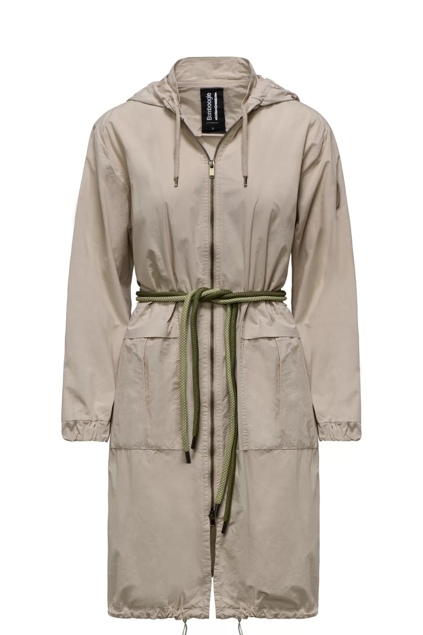 Donna Bomboogie Parka>Parka Lungo Sfoderato Con Cintura Bicolore In Corda