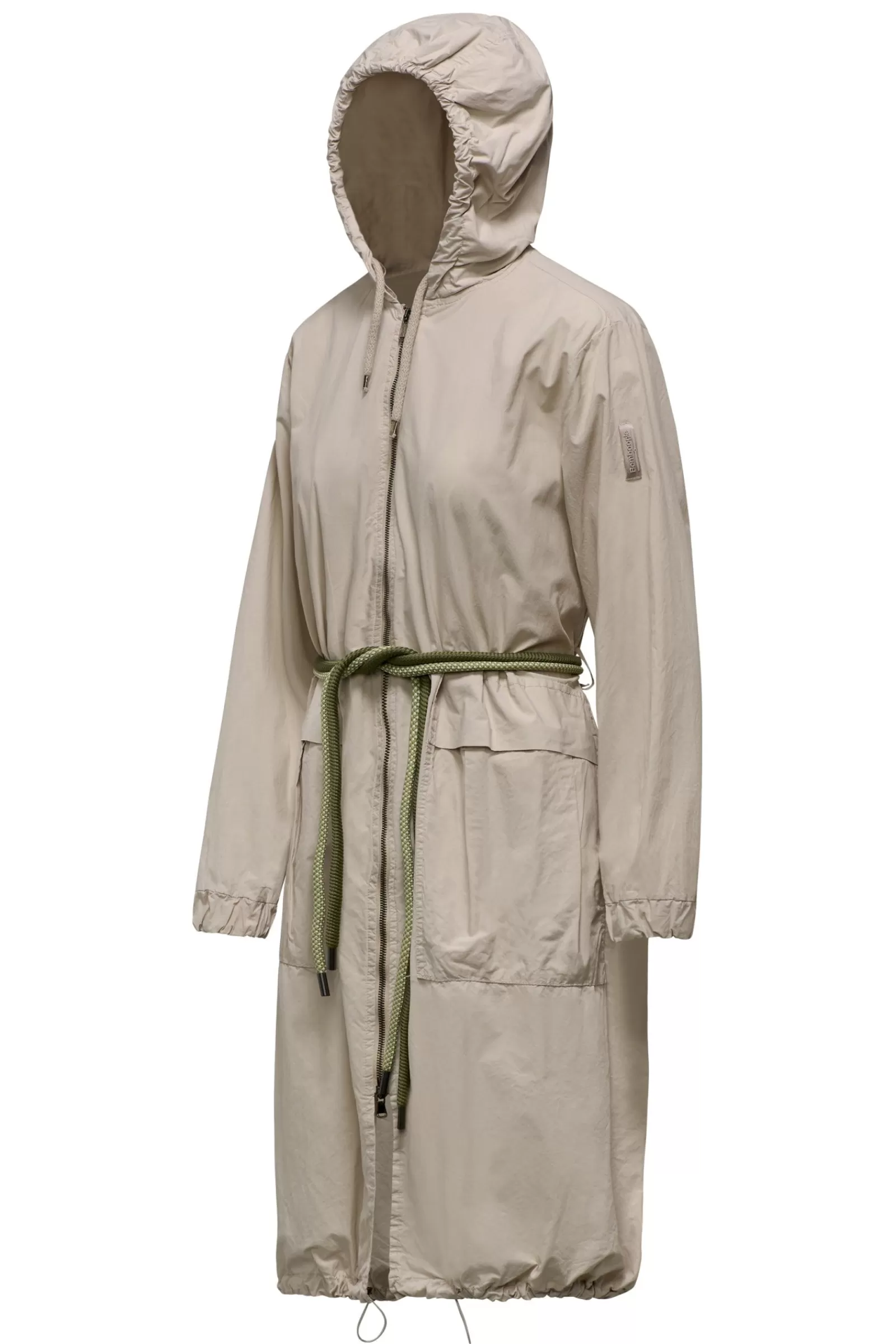 Donna Bomboogie Parka>Parka Lungo Sfoderato Con Cintura Bicolore In Corda
