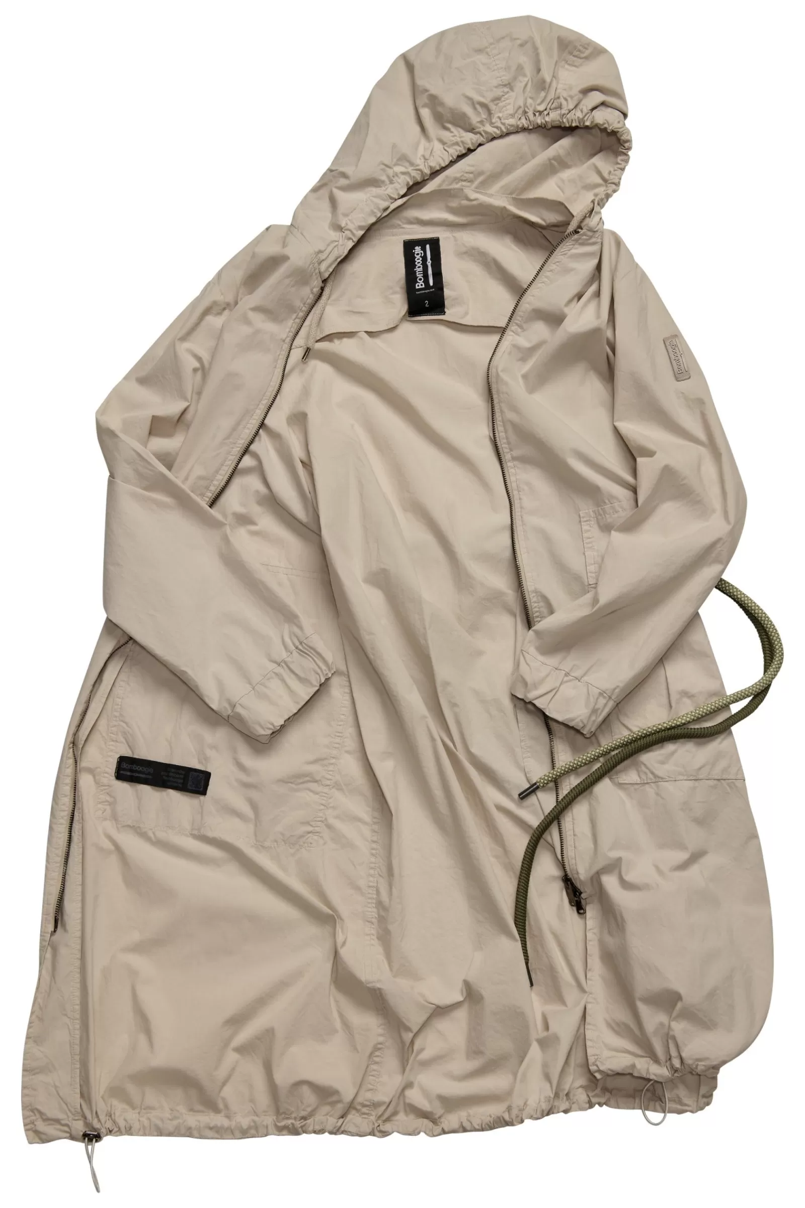 Donna Bomboogie Parka>Parka Lungo Sfoderato Con Cintura Bicolore In Corda
