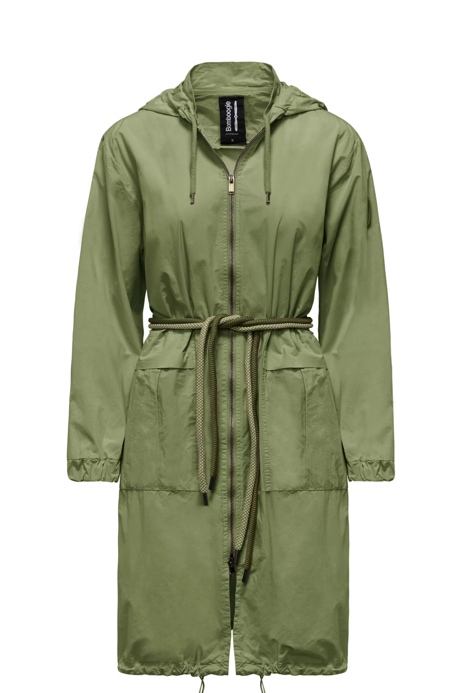 Donna Bomboogie Parka>Parka Lungo Sfoderato Con Cintura Bicolore In Corda