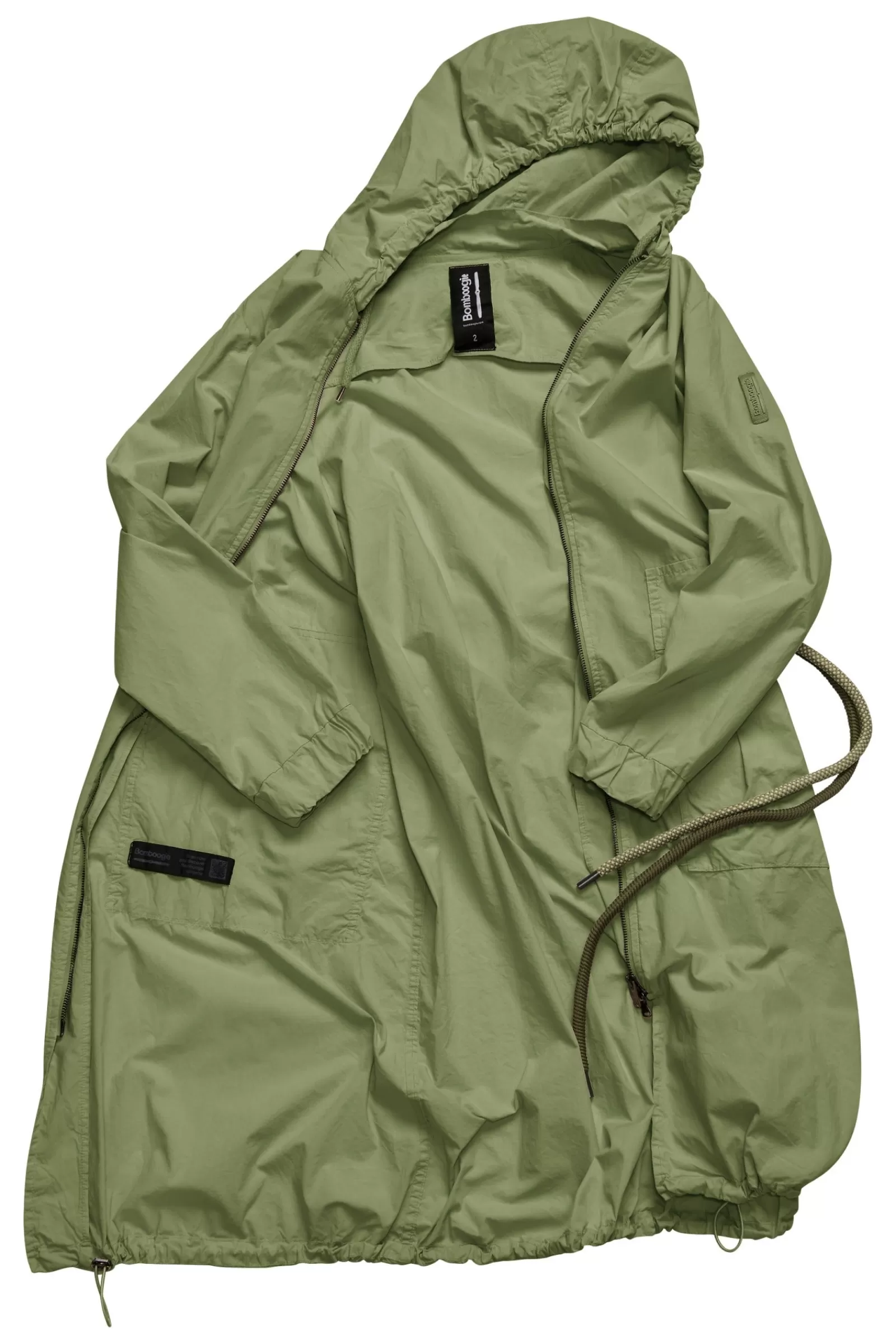 Donna Bomboogie Parka>Parka Lungo Sfoderato Con Cintura Bicolore In Corda