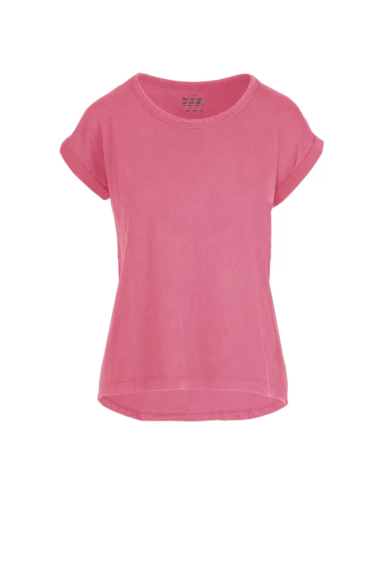 Donna Bomboogie T-Shirts>T-Shirt Girocollo Con Taglio Vivo E Maniche Risvoltate