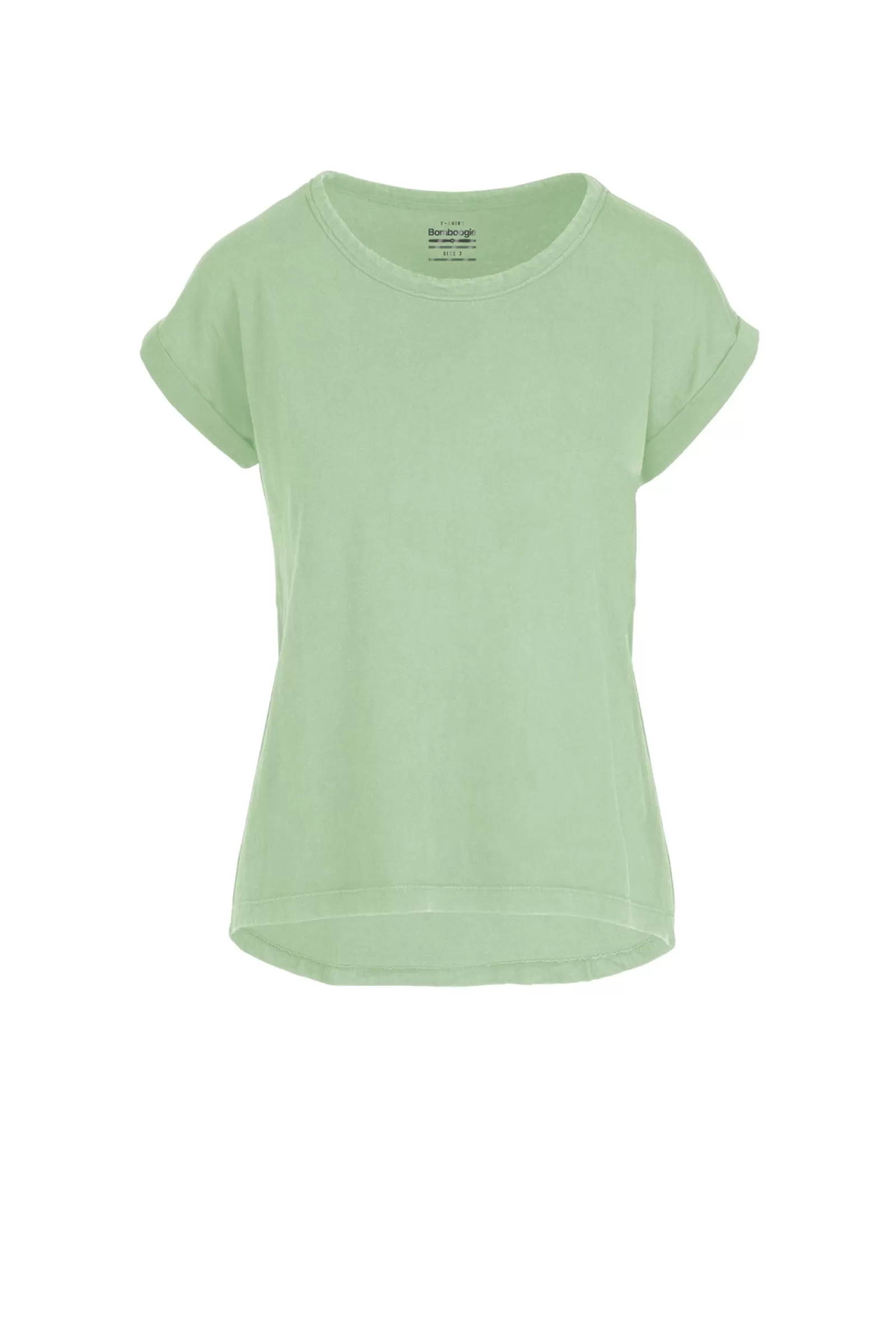 Donna Bomboogie T-Shirts>T-Shirt Girocollo Con Taglio Vivo E Maniche Risvoltate